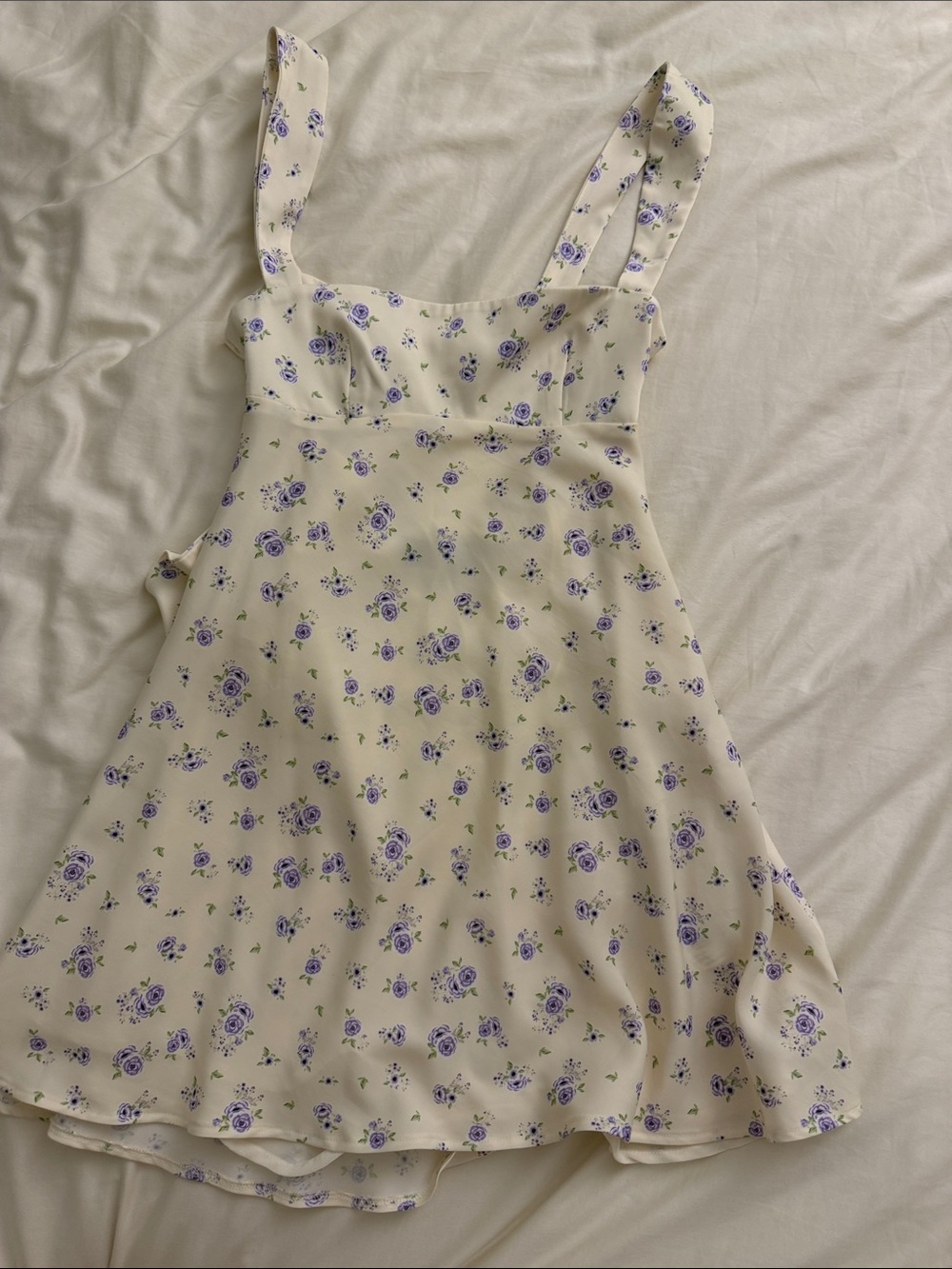 Zara Cream Mini Dress with Lavender Floral Print